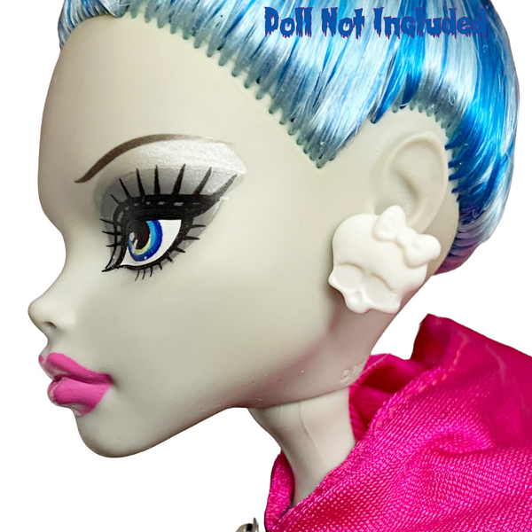 Monster High White Skullette Earrings For Fearleading Ghoulia Yelps Or Lagoona Scream Uniform