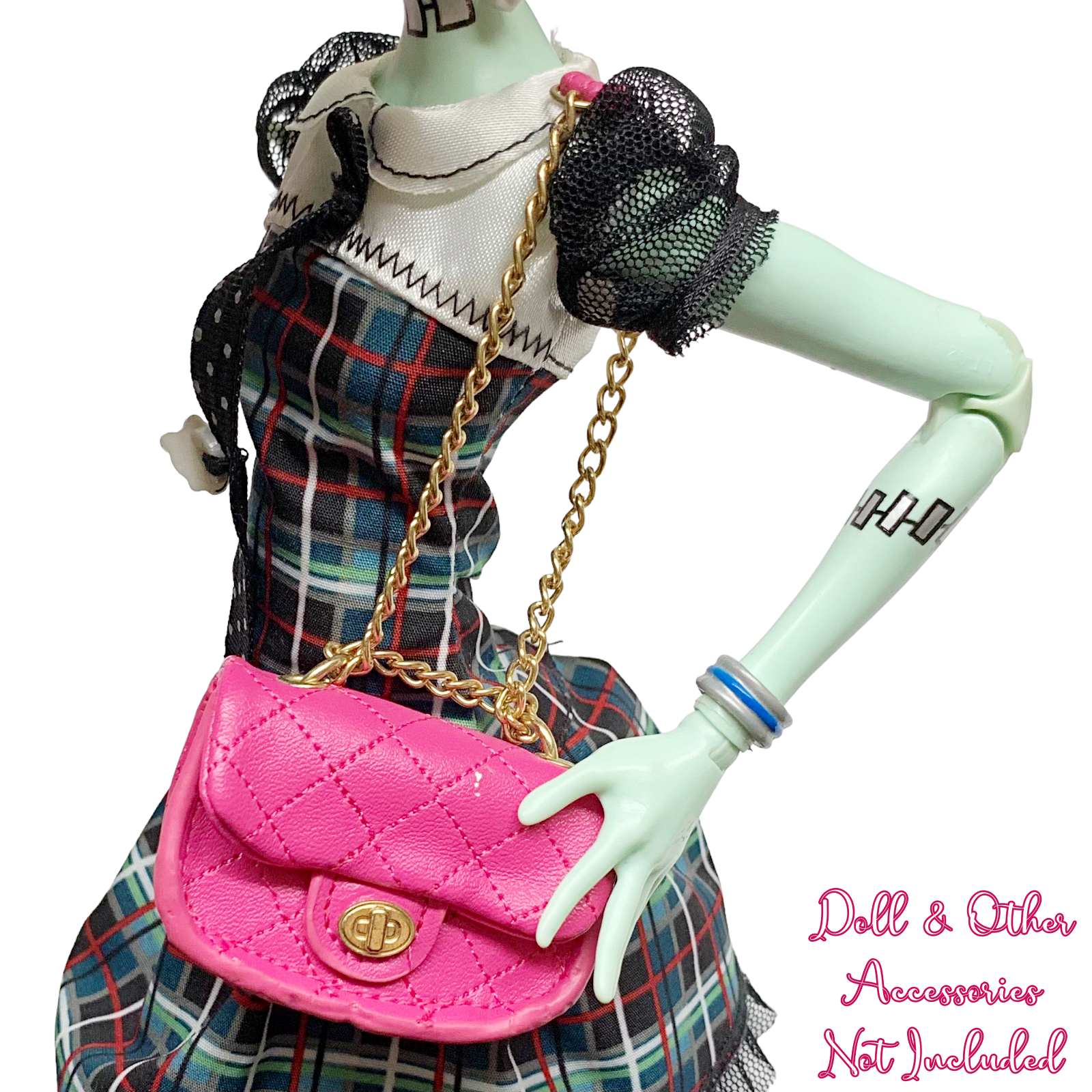 Zuru Mini Brands Fashion Pink Quilted Purse Fits Monster High 17" Frightfully Tall Draculaura Size Doll