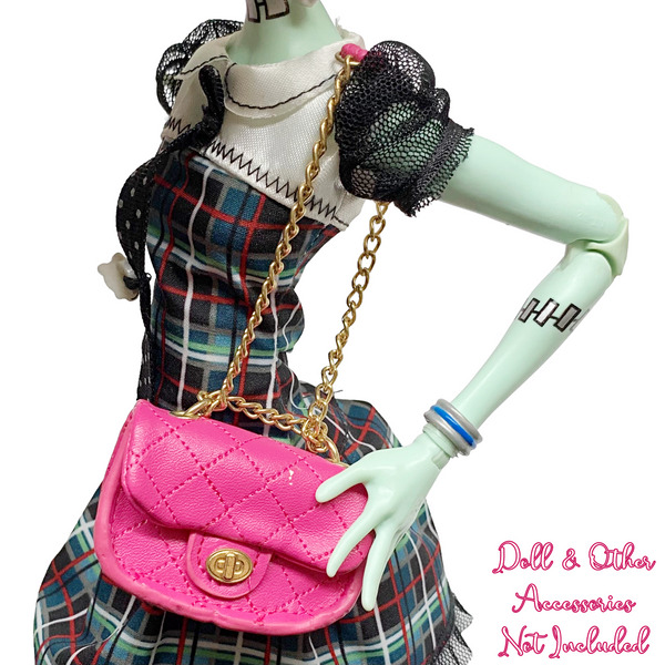 Zuru Mini Brands Fashion Pink Quilted Purse Fits Monster High 17" Frightfully Tall Draculaura Size Doll