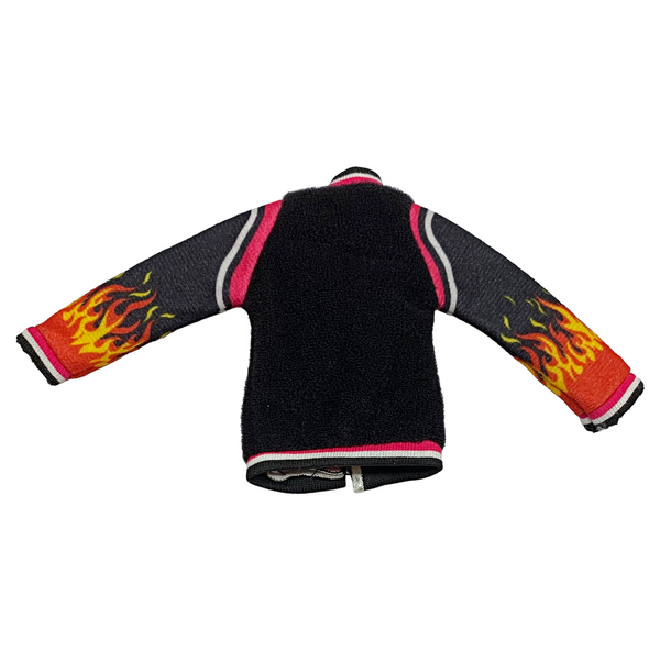 Monster High Heath Burns Home Ick Doll Outfit Replacement Black Flame Letterman Varsity Jacket