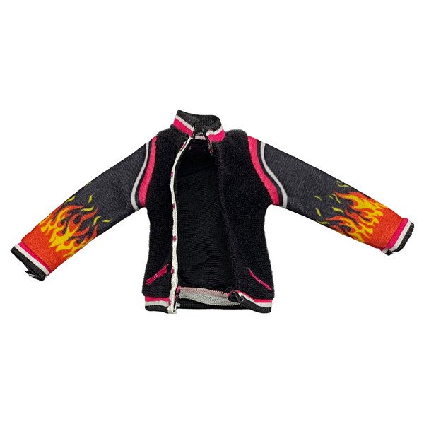 Monster High Heath Burns Home Ick Doll Outfit Replacement Black Flame Letterman Varsity Jacket