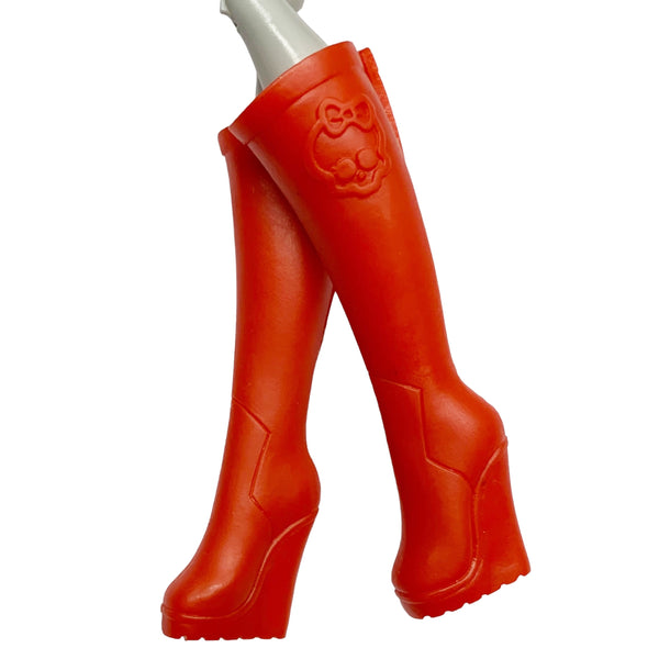 Monster High Elissabat Ghoulebrities In Londoom Doll Shoes Prototype Tall Red Skullette Logo Boots