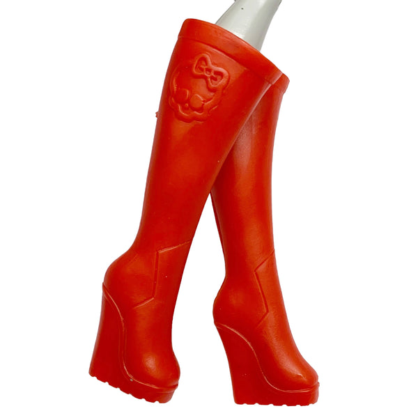 Monster High Elissabat Ghoulebrities In Londoom Doll Shoes Prototype Tall Red Skullette Logo Boots