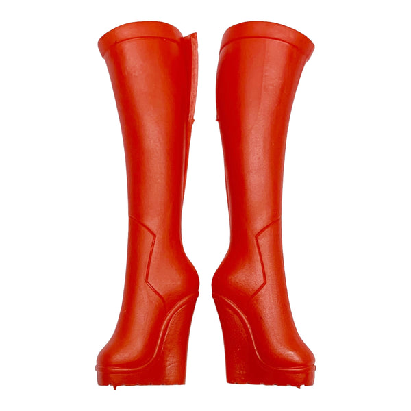 Monster High Elissabat Ghoulebrities In Londoom Doll Shoes Prototype Tall Red Skullette Logo Boots