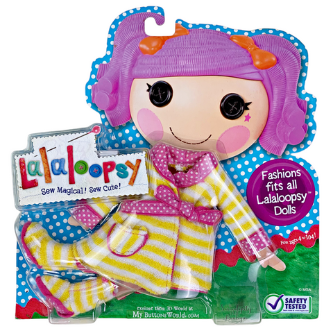 Lalaloopsy Full Size Doll Yellow & Pink Bath Robe With Slippers Fashion Pack Outfit