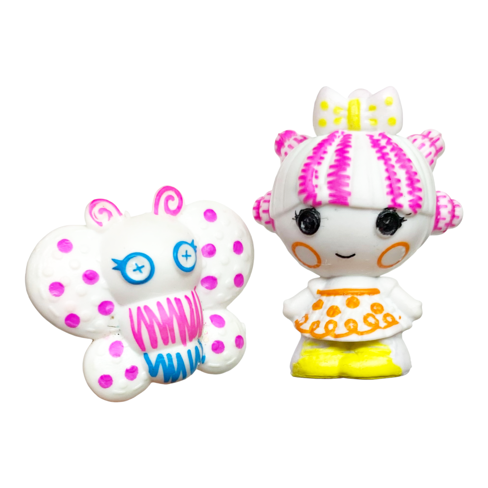 Lalaloopsy Tinies #355 Squiggles 'N' Shapes & #319 Doodle Butterfly Small Bead Style Dolls (Copy)