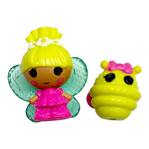 Lalaloopsy Tinies #201 Pix E. Flutters & #379 Firefly With Pink Bow Small Bead Style Dolls