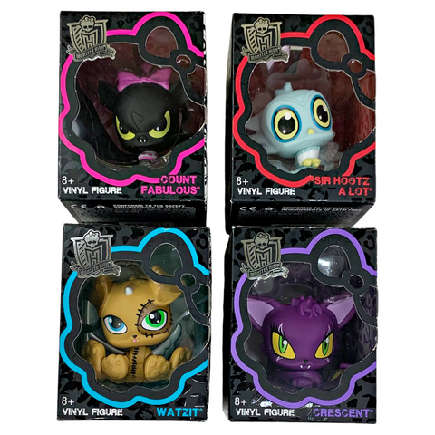 Monster High Bundle Lot Of 4x Pet Vinyl Figures * Crescent * Count Fabulous * Watzit * Sir Hoots A Lot *