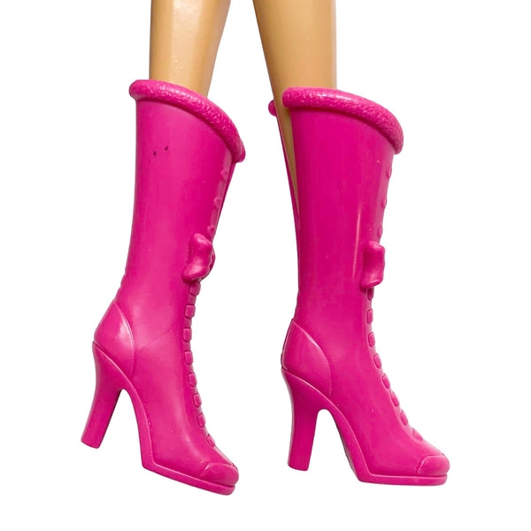 Musa Rock Style Replacement Shoes Solid All Pink Tall Boots Fits Winx Club Dolls