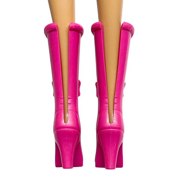 Musa Rock Style Replacement Shoes Solid All Pink Tall Boots Fits Winx Club Dolls