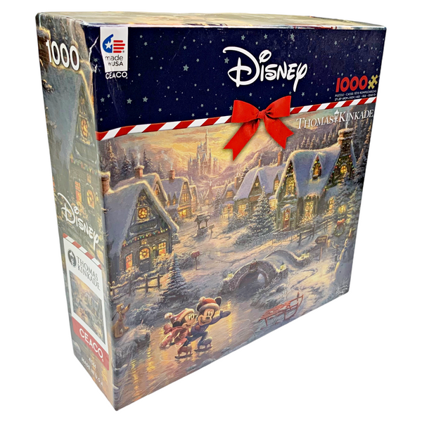 Disney Kinkade 1000 Piece Mickey And Minnie Mouse Sweetheart Holiday Christmas Puzzle