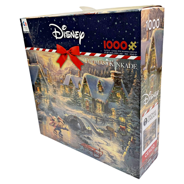 Disney Kinkade 1000 Piece Mickey And Minnie Mouse Sweetheart Holiday Christmas Puzzle