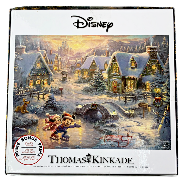 Disney Kinkade 1000 Piece Mickey And Minnie Mouse Sweetheart Holiday Christmas Puzzle