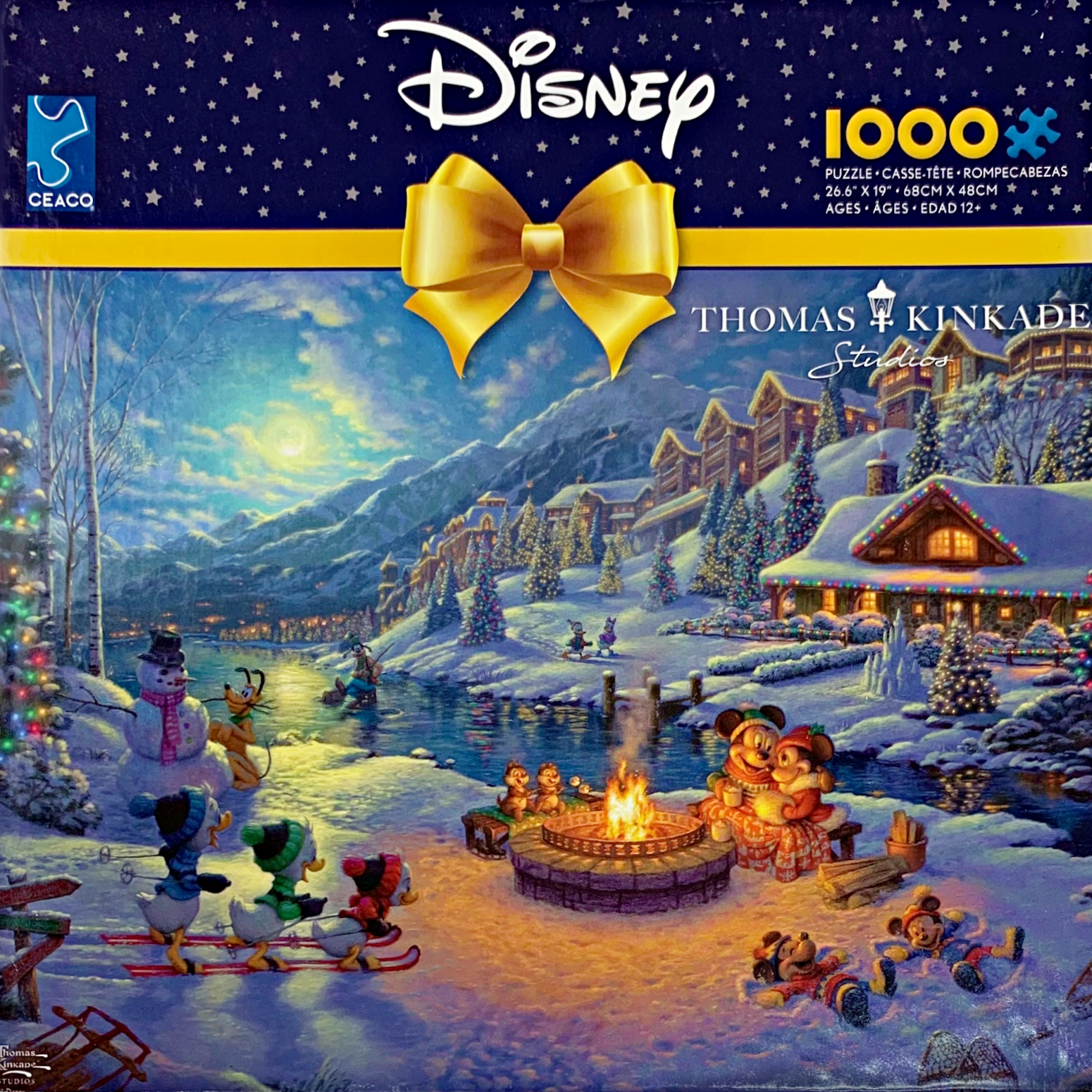 Disney Kinkade 1000 Piece Mickey And Minnie Mouse Christmas Lodge Holiday Puzzle