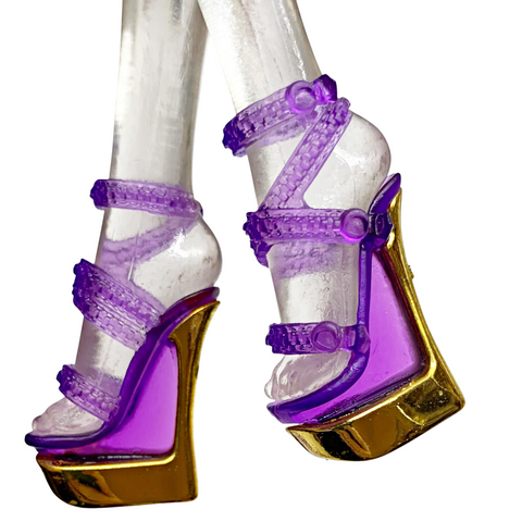 Monster High Clawdeen Wolf 13 Wishes Doll Replacement Purple & Gold Shoes