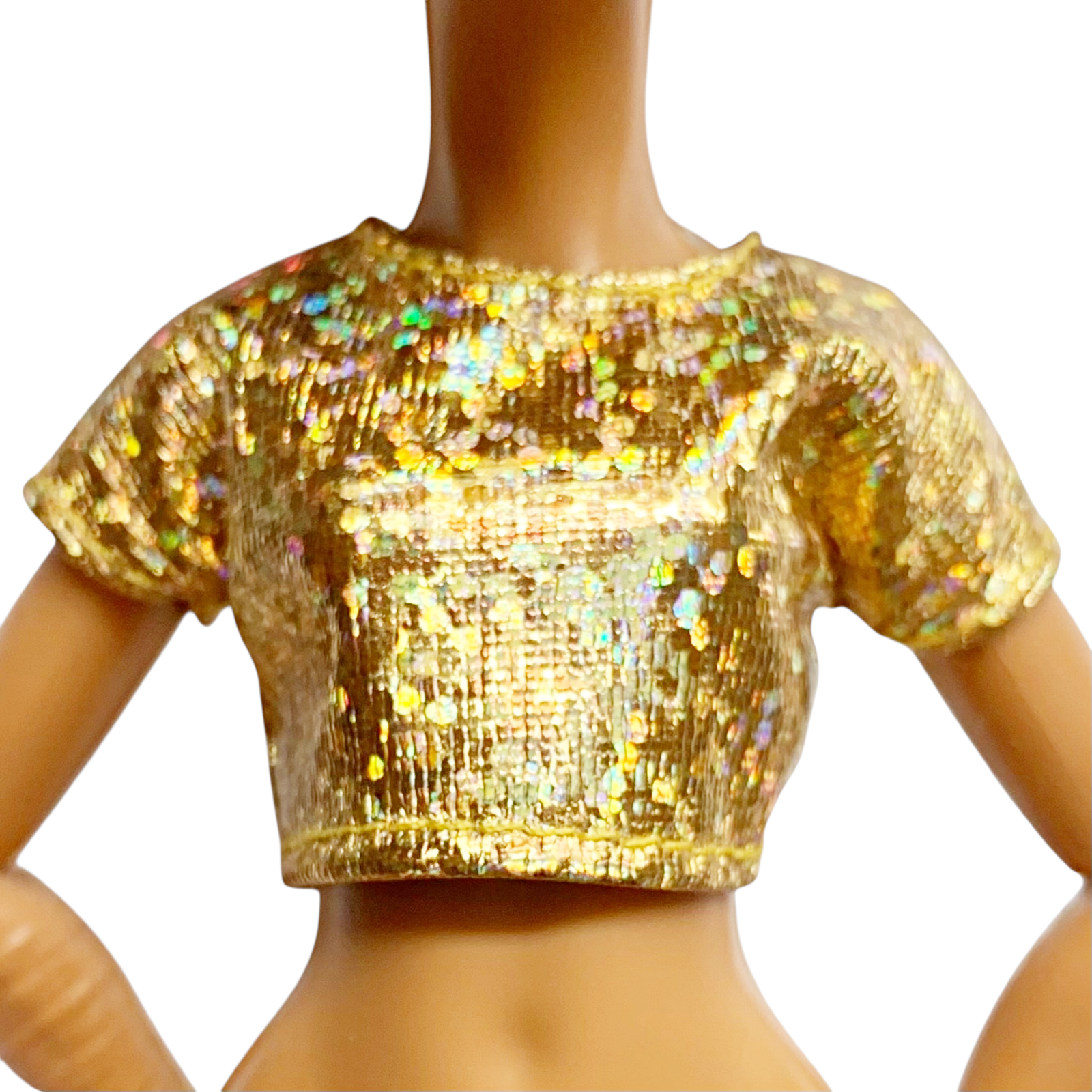 Monster High Cleo De Nile Self-Scare Day Doll Outfit Replacement Gold Crop Top Shirt