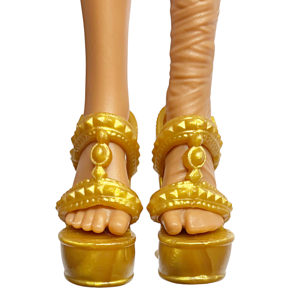 Monster High Cleo De Nile Self-Scare Day Doll Outfit Replacement Gold Shoes