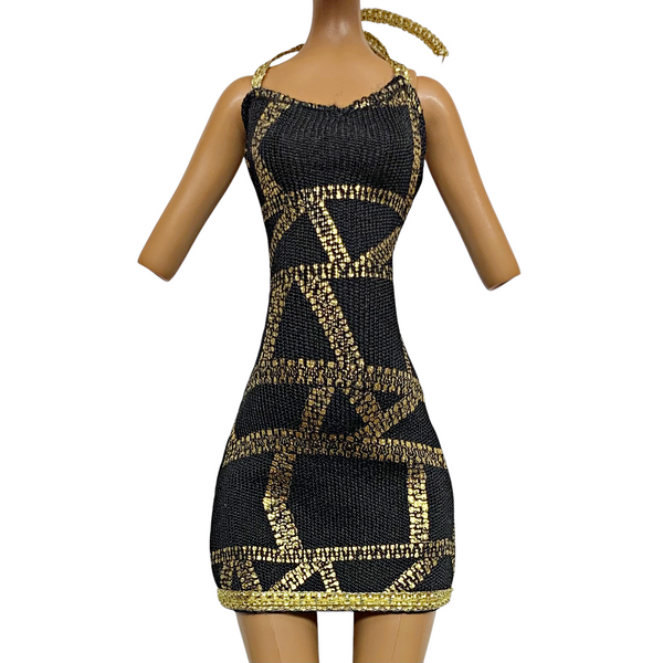 Monster High Clawdeen Wolf Ghouls Night Out Doll Outfit Replacement Black & Gold Dress