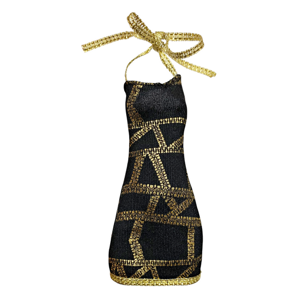Monster High Clawdeen Wolf Ghouls Night Out Doll Outfit Replacement Black & Gold Dress