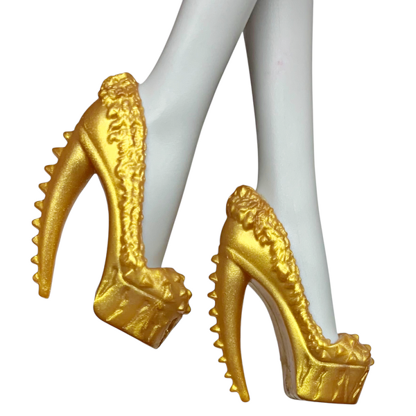 Monster High Scaris Clawdeen Wolf Doll Replacement Gold Heels Shoes