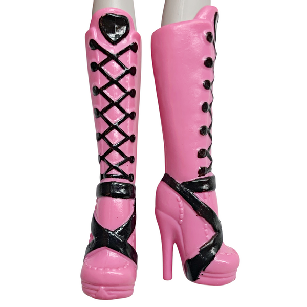 Monster High Draculaura Original Ghouls Doll Replacement Boots Pink And Black Tall Shoes