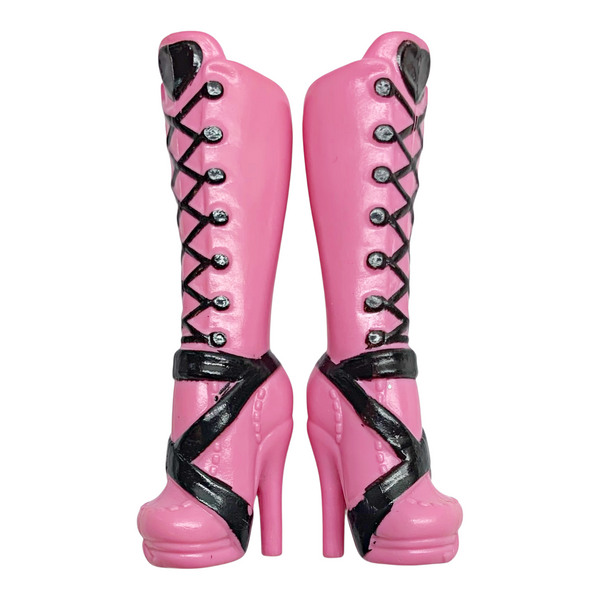 Monster High Draculaura Original Ghouls Doll Replacement Boots Pink And Black Tall Shoes