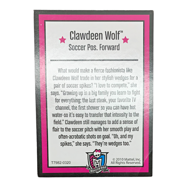 Monster High Clawdeen Wolf Soccer Scream Uniform Doll Fashion Pack Replacement Card