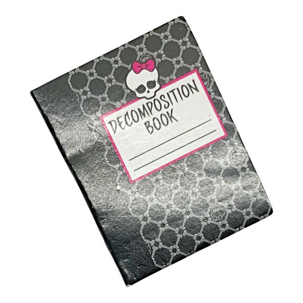 Monster High Doll Size Black Decomposition Notebook Book With Real Paper Pages
