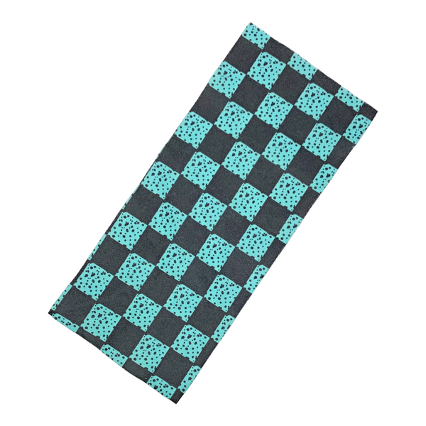 Blue & Black Grunge Checkered Print Doll Size Blanket (8" x 3.5")