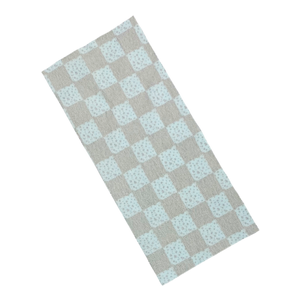 Blue & Black Grunge Checkered Print Doll Size Blanket (8" x 3.5")