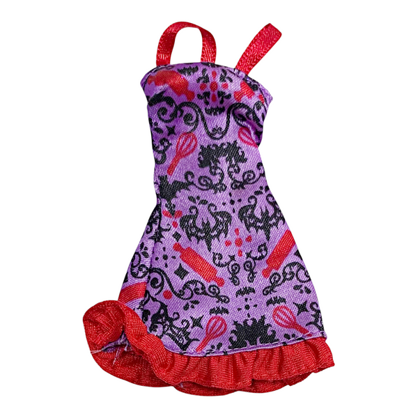 Monster High Elissabat Ghoul Fair Doll Outfit Replacement Purple & Red Dress