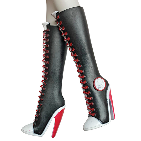 Monster High Ghoulia Yelps 1st Wave Doll Replacement Shoes Tall Black & Red Boots