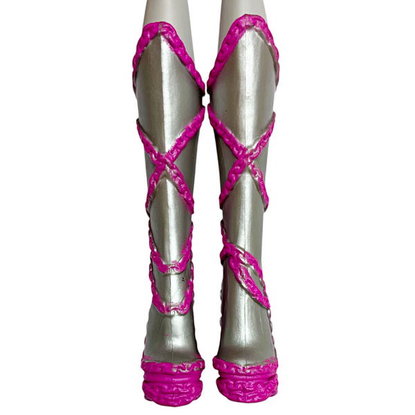 Monster High Spectra Vondergeist Power Ghouls Polterghoul Doll Replacement Shoes Pink & Silver Boots