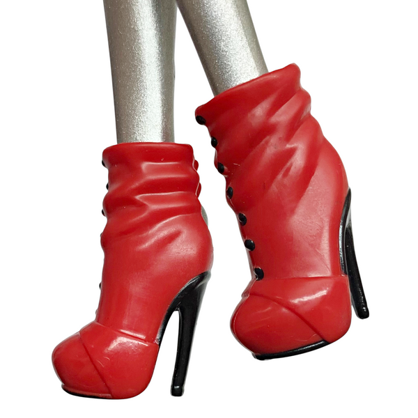 Red & Black Heels Button Style Doll Size Shoes Fits Bratzillaz Dolls