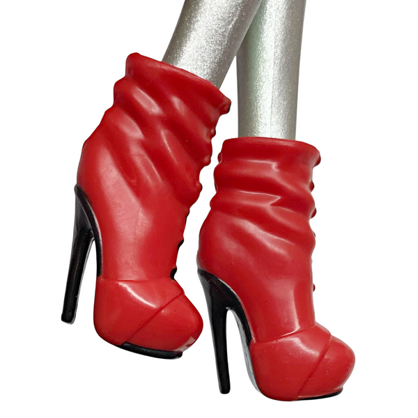Red & Black Heels Button Style Doll Size Shoes Fits Bratzillaz Dolls