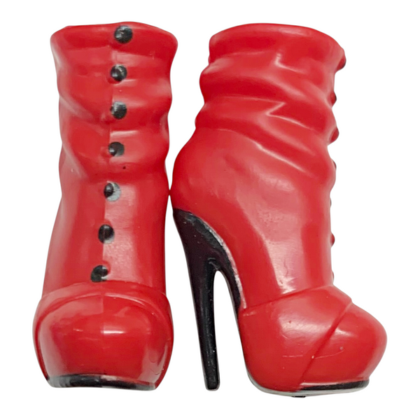 Red & Black Heels Button Style Doll Size Shoes Fits Bratzillaz Dolls