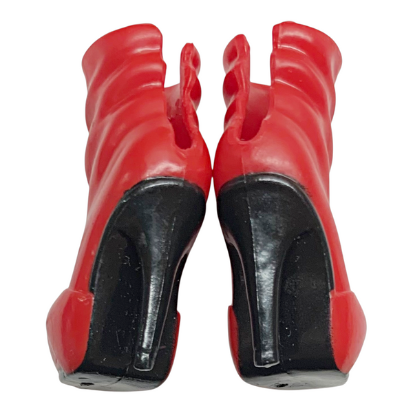 Red & Black Heels Button Style Doll Size Shoes Fits Bratzillaz Dolls