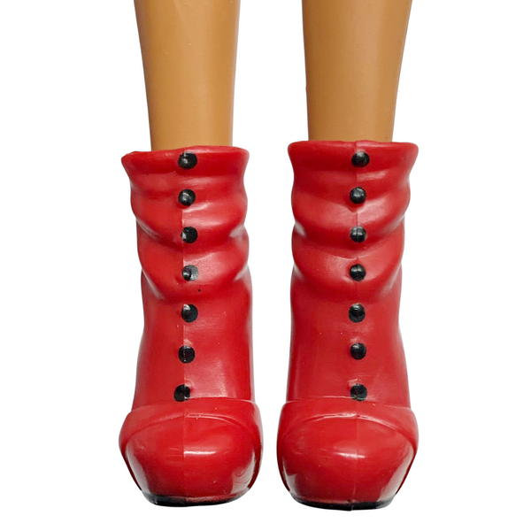 Red & Black Heels Button Style Doll Size Shoes Fits Bratzillaz Dolls
