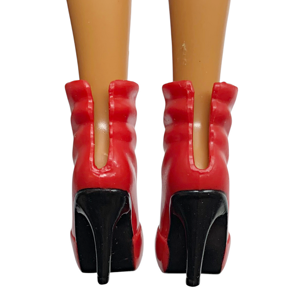 Red & Black Heels Button Style Doll Size Shoes Fits Bratzillaz Dolls