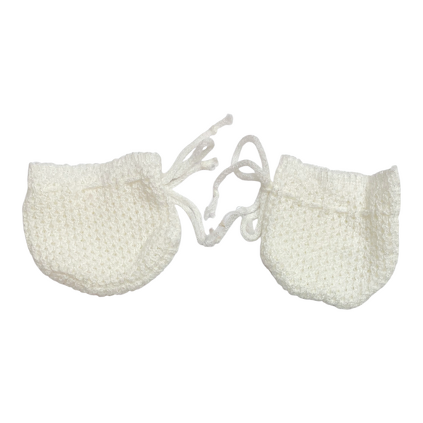 Vintage Cabbage Patch Kids Doll Replacement White Knit Booties (#1975)