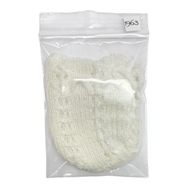 Vintage Cabbage Patch Kids Doll Replacement White Knit Bootie (#1963)
