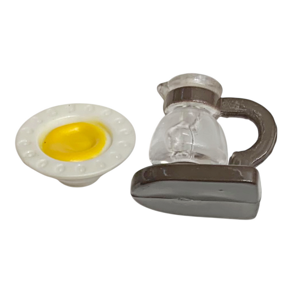Calico Critters Sylvanian Families Doll Size Coffee Pot Part & Bowl Of Food