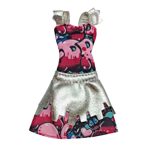 Monster High Draculaura Boo York Doll Outfit Replacement Pink & Metallic Silver Dress