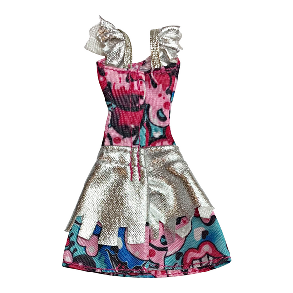 Monster High Draculaura Boo York Doll Outfit Replacement Pink & Metallic Silver Dress