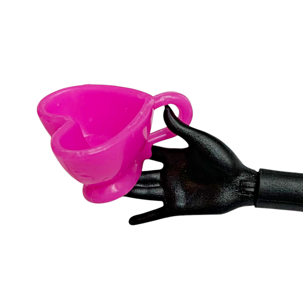 Monster High Draculaura Coffin Bed Replacement Doll Size Pink Heart Shaped Tea Cup