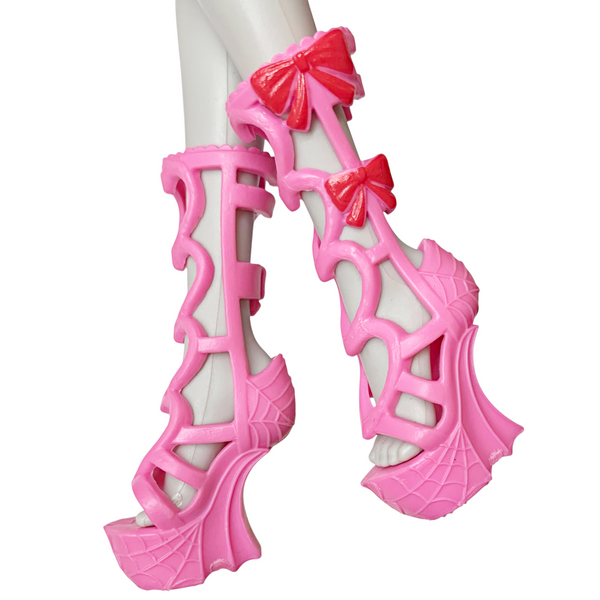 Monster High Draculaura Garden Mysteries G3 Doll Replacement Pink & Red Bow Shoes