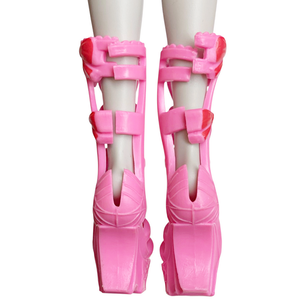 Monster High Draculaura Garden Mysteries G3 Doll Replacement Pink & Red Bow Shoes