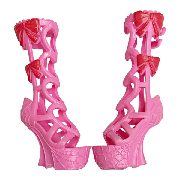 Monster High Draculaura Garden Mysteries G3 Doll Replacement Pink & Red Bow Shoes