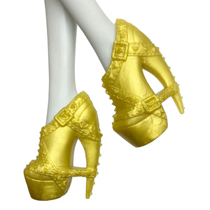 Monster High Ghouls Rule Clawdeen Wolf Doll Replacement Gold Boots Shoes