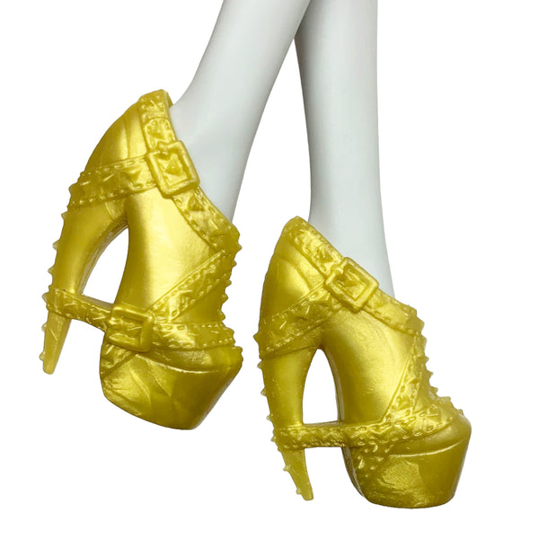 Monster High Ghouls Rule Clawdeen Wolf Doll Replacement Gold Boots Shoes